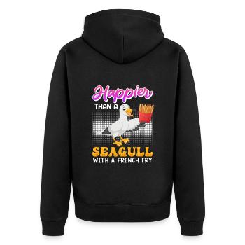 Happier than a Seagull with a French Fry Seagulls - Unisex Premium Organic Zip Hoodie - black - Back - Nico (187cm)