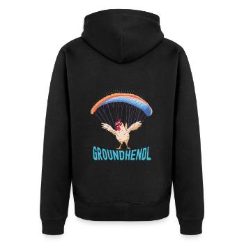 Gleitschirmflieger Groundhendl Paraglider Frauen - Unisex Premium Bio Zip Hoodie - Schwarz - Hinten - Nico (187cm)