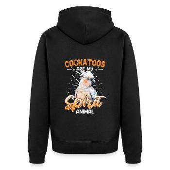 Kakadu Vogel Cockatoos are my Spirit Animal - Unisex Premium Organic Zip Hoodie - black - Back - Nico (187cm)