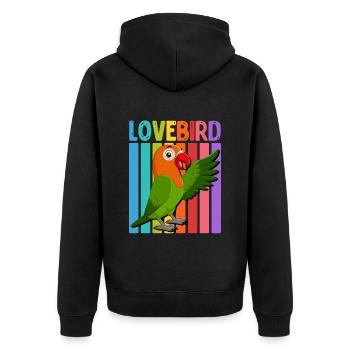 Inséparables Perroquets Amis Oiseaux Amis Oiseaux - Veste à capuche bio Premium Unisexe - noir - Dos - Nico (187cm)
