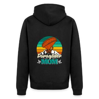 Paraglider Mom Paragliding Gleitschirmflieger Mama - Unisex Premium Organic Zip Hoodie - black - Back - Nico (187cm)