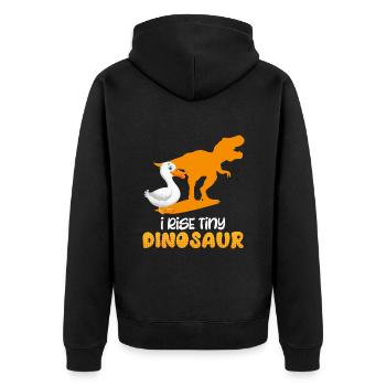 Duck Keeper I Rise tiny Dinosaur Duck Lover - Unisex Premium Organic Zip Hoodie - black - Back - Nico (187cm)