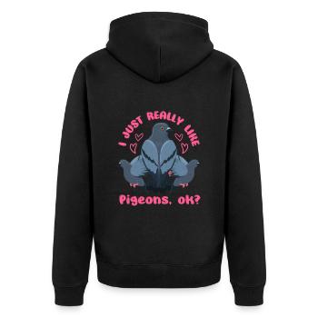 Amoureux des pigeons J’aime juste les pigeons, d’accord? - Veste à capuche bio Premium Unisexe - noir - Dos - Nico (187cm)