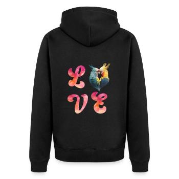 LOVE Cacatoès Cacatoès Perroquets Oiseaux Amour - Veste à capuche bio Premium Unisexe - noir - Dos - Nico (187cm)