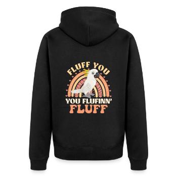 Kakadu Fluff you you Flufinn ́Fluff Kakadus - Unisex Premium Organic Zip Hoodie - black - Back - Nico (187cm)