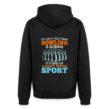 Bowler C’est OK si vous pensez que Bowling est ennuyeux - Veste à capuche bio Premium Unisexe - noir - Dos - Nico (187cm)