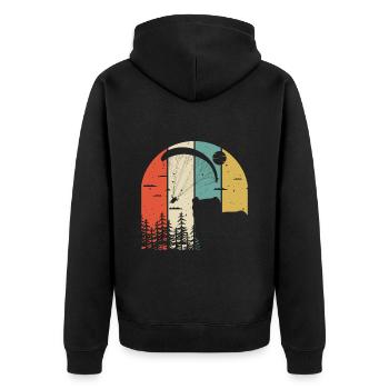 Gleitschirmflieger Bergsport Paragliding - Unisex Premium Bio Zip Hoodie - Schwarz - Hinten - Nico (187cm)