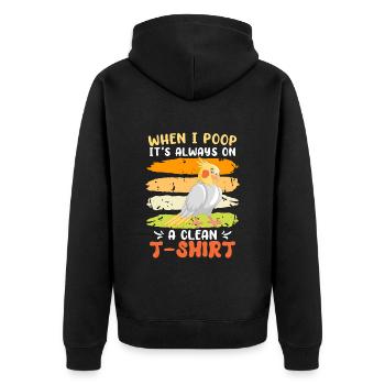 Cockatiel Quand je fais caca c’est toujours propre Chemise - Veste à capuche bio Premium Unisexe - noir - Dos - Nico (187cm)