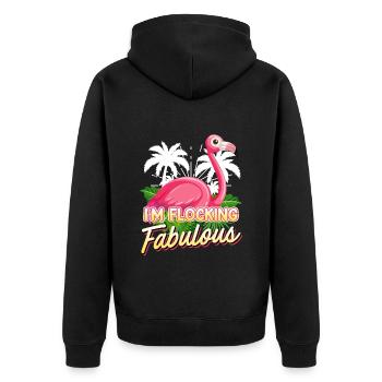 Flamingo Frauen I´m Flocking Fabulous pink Girls - Unisex Premium Bio Zip Hoodie - Schwarz - Hinten - Nico (187cm)