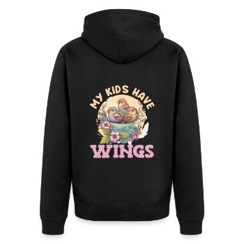 Vogelliebhaber My Kids have Wings Finkenvogel - Unisex Premium Bio Zip Hoodie - Schwarz - Hinten - Nico (187cm)