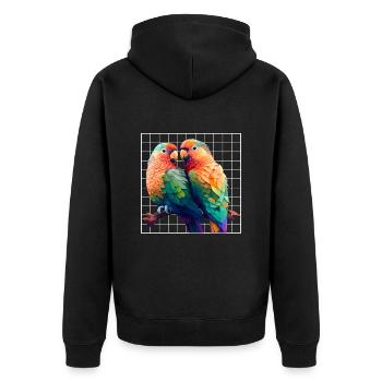 Inséparables Perroquets Amis Oiseaux Amis Oiseaux - Veste à capuche bio Premium Unisexe - noir - Dos - Nico (187cm)