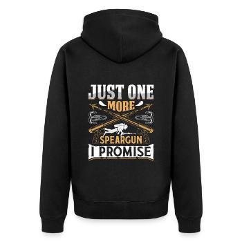 Speerfischen Just one more Speargun I promise - Unisex Premium Bio Zip Hoodie - Schwarz - Hinten - Nico (187cm)