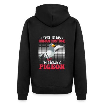 Pigeons Ceci est mon costume humain Je suis un pigeon - Veste à capuche bio Premium Unisexe - noir - Dos - Nico (187cm)