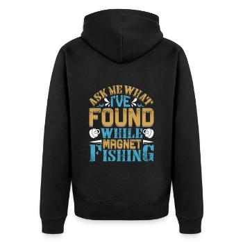 Magnetangler Ask me what I found Magnet fishing - Unisex Premium Bio Zip Hoodie - Schwarz - Hinten - Nico (187cm)