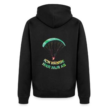 Gleitschirmflieger Ich Hänge hier nur Ab - Unisex Premium Bio Zip Hoodie - Schwarz - Hinten - Nico (187cm)