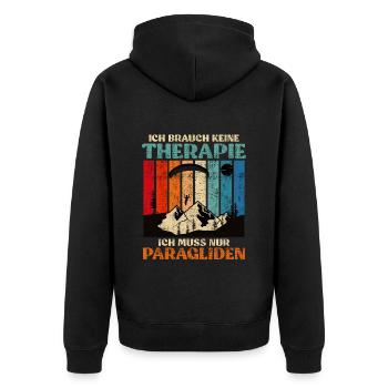 Gleitschirmflieger I don´t need Therapy Paragliten - Unisex Premium Bio Zip Hoodie - Schwarz - Hinten - Nico (187cm)