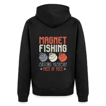 Magnet Pêche Sauver l’histoire Magnet Pêcheurs - Veste à capuche bio Premium Unisexe - noir - Dos - Nico (187cm)