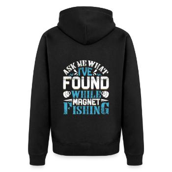 Magnetangler Ask me what I found Magnet fishing - Unisex Premium Bio Zip Hoodie - Schwarz - Hinten - Nico (187cm)