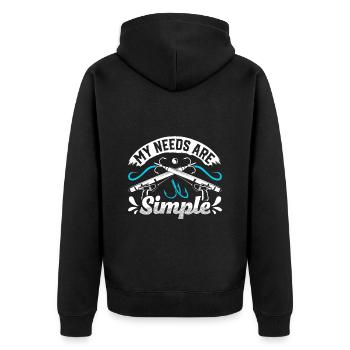 Speerfischer My Needs are Simple Spearfishing - Unisex Premium Bio Zip Hoodie - Schwarz - Hinten - Nico (187cm)
