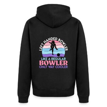 Bowlingspieler Linkshändig Bowler Bowlen Girl - Unisex Premium Bio Zip Hoodie - Schwarz - Hinten - Nico (187cm)