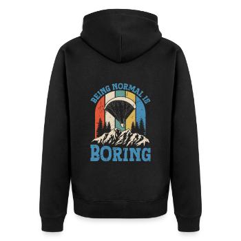Paragliding Being Normal is Boring - Unisex Premium Organic Zip Hoodie - black - Back - Nico (187cm)