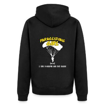 Paragliding Girl Gleitschirmflieger Frauen - Unisex Premium Bio Zip Hoodie - Schwarz - Hinten - Nico (187cm)