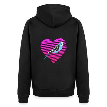 Piepmatz I love Budgies Wellensittich Vogelhalter - Unisex Premium Bio Zip Hoodie - Schwarz - Hinten - Nico (187cm)