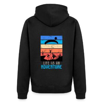 Paragliders Life is an adventure - Unisex Premium Organic Zip Hoodie - black - Back - Nico (187cm)