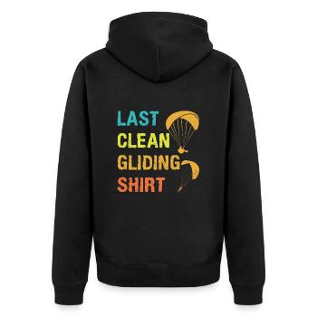Gleitschirmflieger Last Clean Gliding Shirt - Unisex Premium Bio Zip Hoodie - Schwarz - Hinten - Nico (187cm)