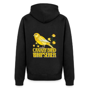 Kanarienvogel Flüsterer Canaries Whisperer - Unisex Premium Bio Zip Hoodie - Schwarz - Hinten - Nico (187cm)