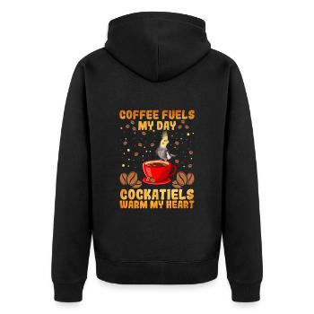 Le café alimente ma journée Les cockatiels réchauffent mon cœur Vogel - Veste à capuche bio Premium Unisexe - noir - Dos - Nico (187cm)