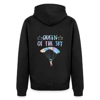 Paragliding Queen of the Sky Gleitschirmflieger - Unisex Premium Bio Zip Hoodie - Schwarz - Hinten - Nico (187cm)