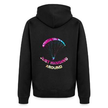 Gleitschirmflieger Ich Hänge hier nur Ab - Unisex Premium Bio Zip Hoodie - Schwarz - Hinten - Nico (187cm)