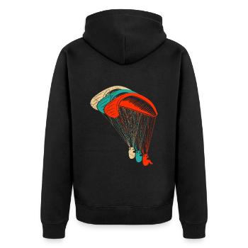 Paragliding Paraglider Shirt Paraglider - Unisex Premium Organic Zip Hoodie - black - Back - Nico (187cm)