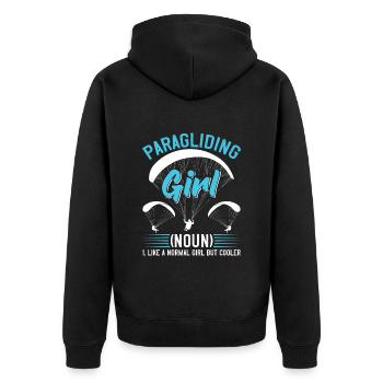 Paragliding Girl Gleitschirmflieger Damen - Unisex Premium Bio Zip Hoodie - Schwarz - Hinten - Nico (187cm)