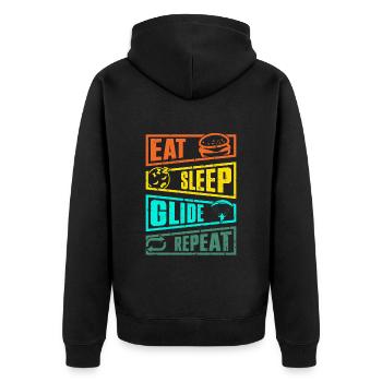 Paraglider Eat Sleep Glide Repeat Gleitschirm - Unisex Premium Organic Zip Hoodie - black - Back - Nico (187cm)