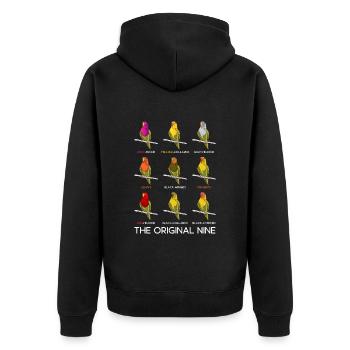 Love Birds Les neuf tourtereaux originaux Perroquet - Veste à capuche bio Premium Unisexe - noir - Dos - Nico (187cm)