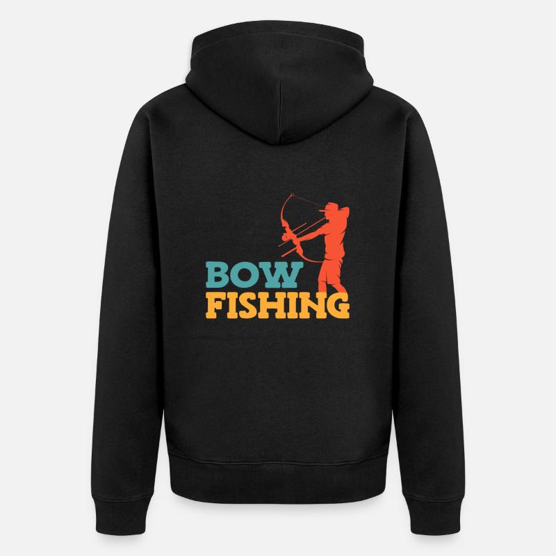 Bogenfischen Bogenjäger Fischjagd Bogen - Unisex Premium Bio Zip Hoodie - Schwarz