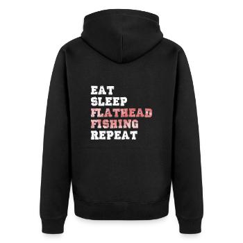 Waller Angler Eat Sleep Flathead Fishing Repeat - Unisex Premium Organic Zip Hoodie - black - Back - Nico (187cm)