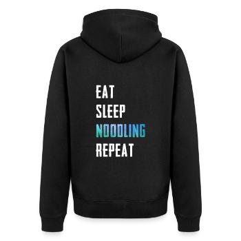 Flathead Fish Eat Sleep Noodling Repeat Catfish - Unisex Premium Organic Zip Hoodie - black - Back - Nico (187cm)