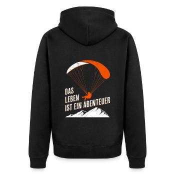 Paragliding Life is an adventure - Unisex Premium Organic Zip Hoodie - black - Back - Nico (187cm)