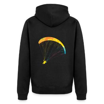Gleitschirmfliegen Damen Paragliding Girls - Unisex Premium Bio Zip Hoodie - Schwarz - Hinten - Nico (187cm)