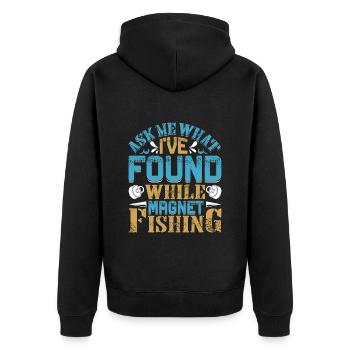 Magnetangler Ask me what I found Magnet fishing - Unisex Premium Bio Zip Hoodie - Schwarz - Hinten - Nico (187cm)