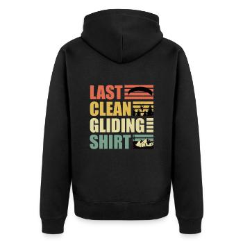 Gleitschirmflieger Last Clean Gliding Shirt - Unisex Premium Bio Zip Hoodie - Schwarz - Hinten - Nico (187cm)