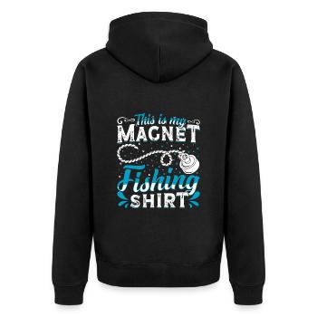 Magnetangler This is my Magnet Fishing Shirt - Unisex Premium Bio Zip Hoodie - Schwarz - Hinten - Nico (187cm)