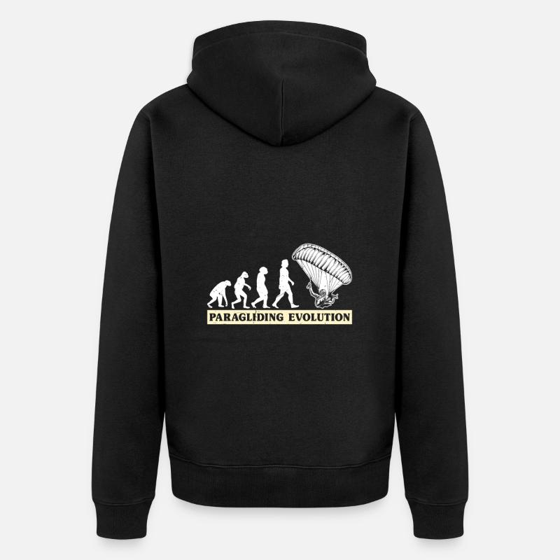 Paragliding Evolution Gleitschirmflieger - Unisex Premium Bio Zip Hoodie - Schwarz
