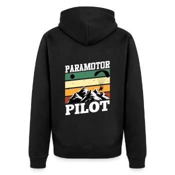 Paramotor Pilot Paraglider Paragliding - Unisex Premium Organic Zip Hoodie - black - Back - Nico (187cm)