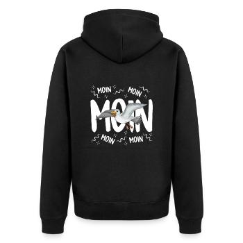 Moin Moin Moin Norddeutschland Shirt Vogelfreund - Unisex Premium Organic Zip Hoodie - black - Back - Nico (187cm)