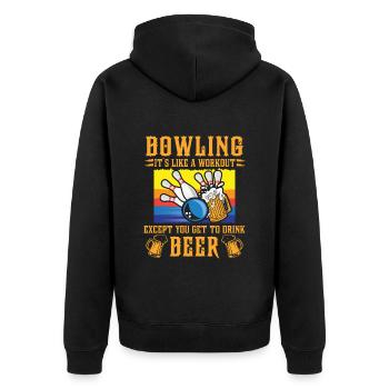 Bowling It ́s like Workout Bierfan Bowlingspieler - Unisex Premium Organic Zip Hoodie - black - Back - Nico (187cm)