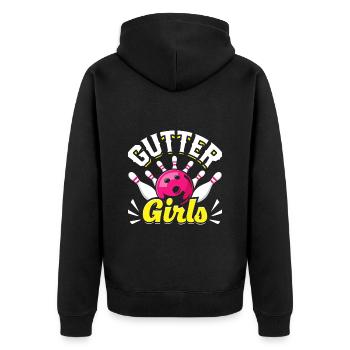Bowling Damen Gutter Girls Shirt Bowler - Unisex Premium Organic Zip Hoodie - black - Back - Nico (187cm)